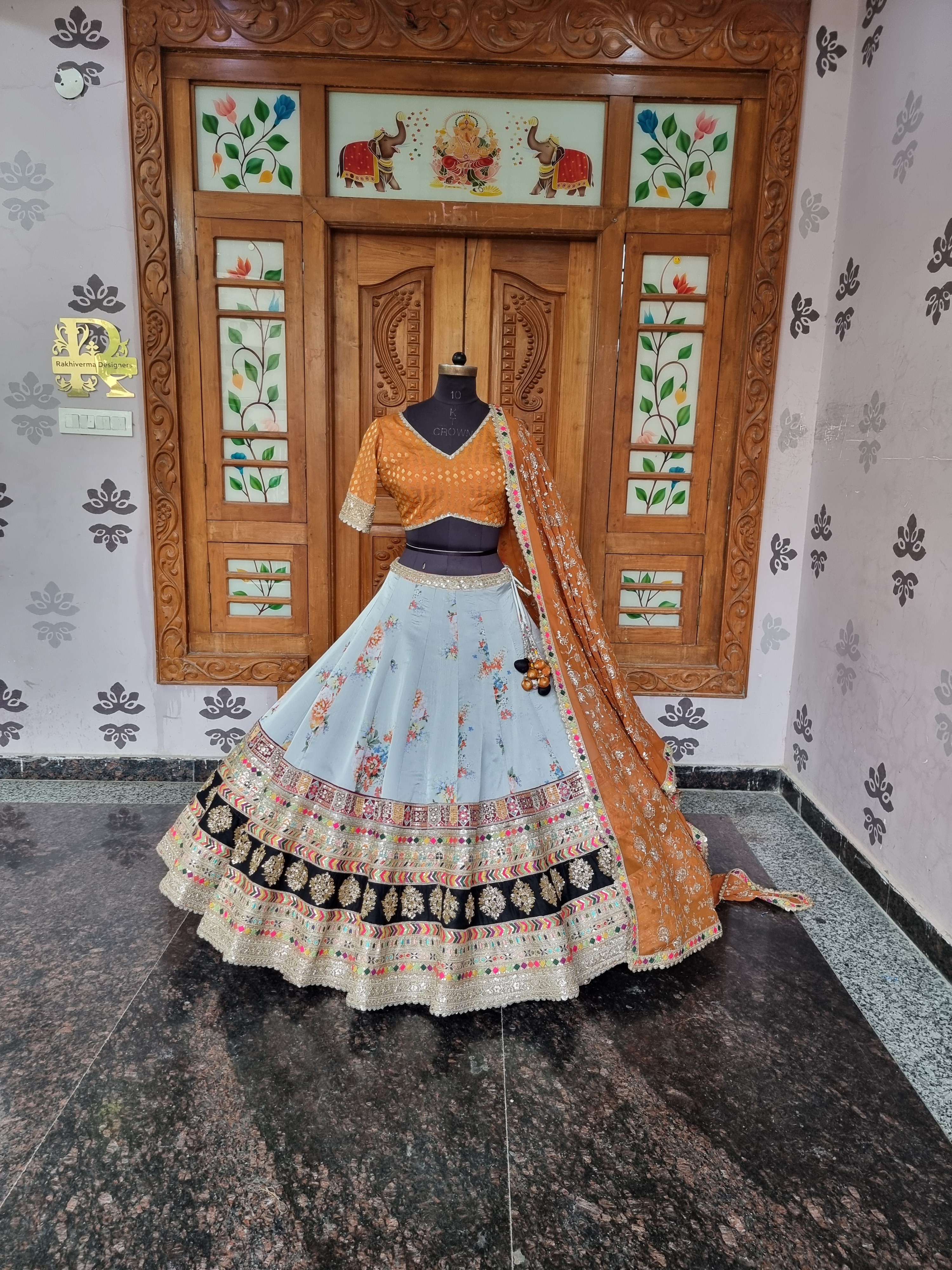 The Gitanjali Sabyasachi-Inspired Printed & Multi-Border Lehenga