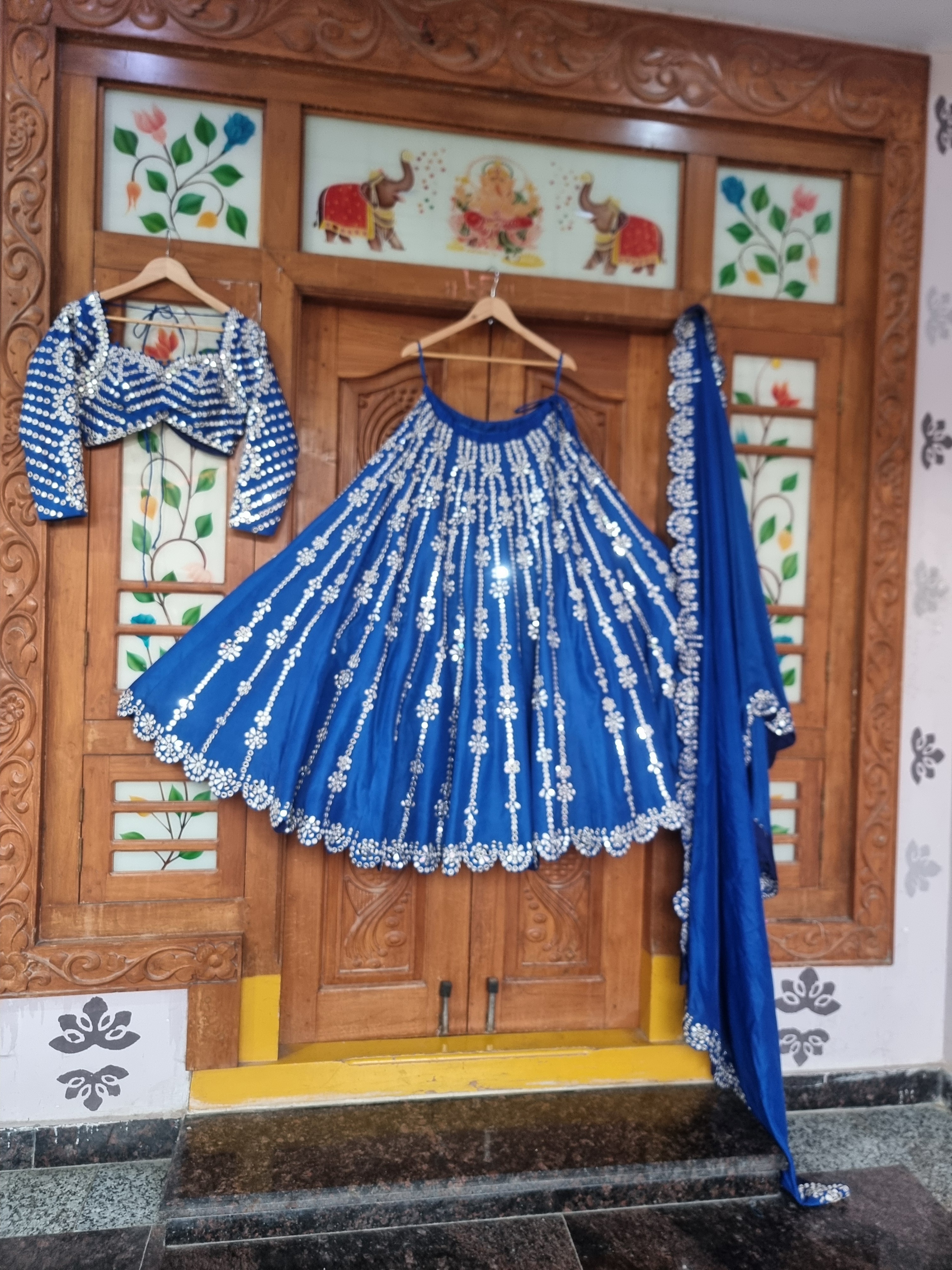 Vvani By Vani Vats INSPIRED Royal Blue Mirror Hand-Work Lehenga