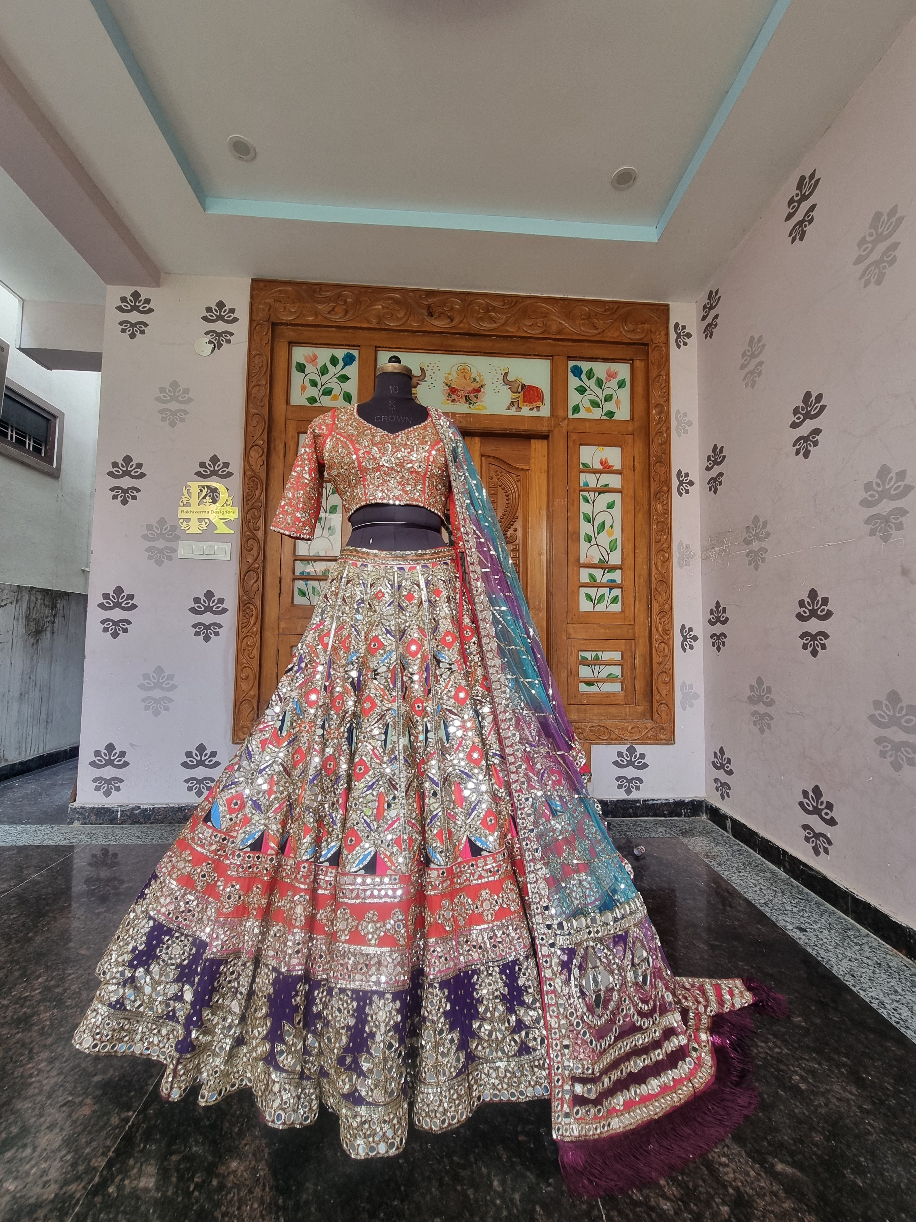Abhinav Mishra  Inspired Lehenga, The Rebecca Pastel Mirror Work Lehenga Set