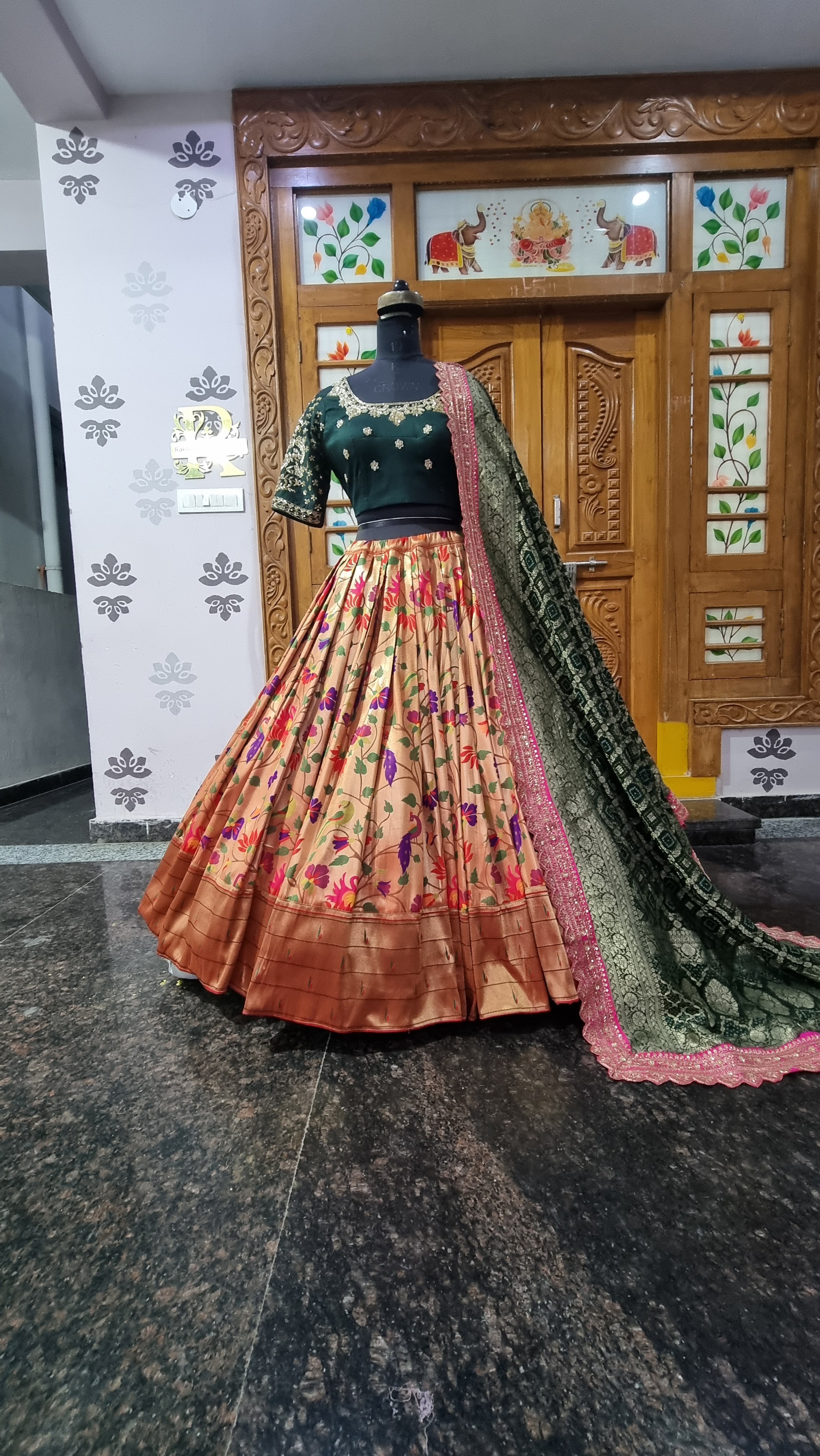 The Paithani Heritage – Pure Silk Lehenga with Bandhani Dupatta