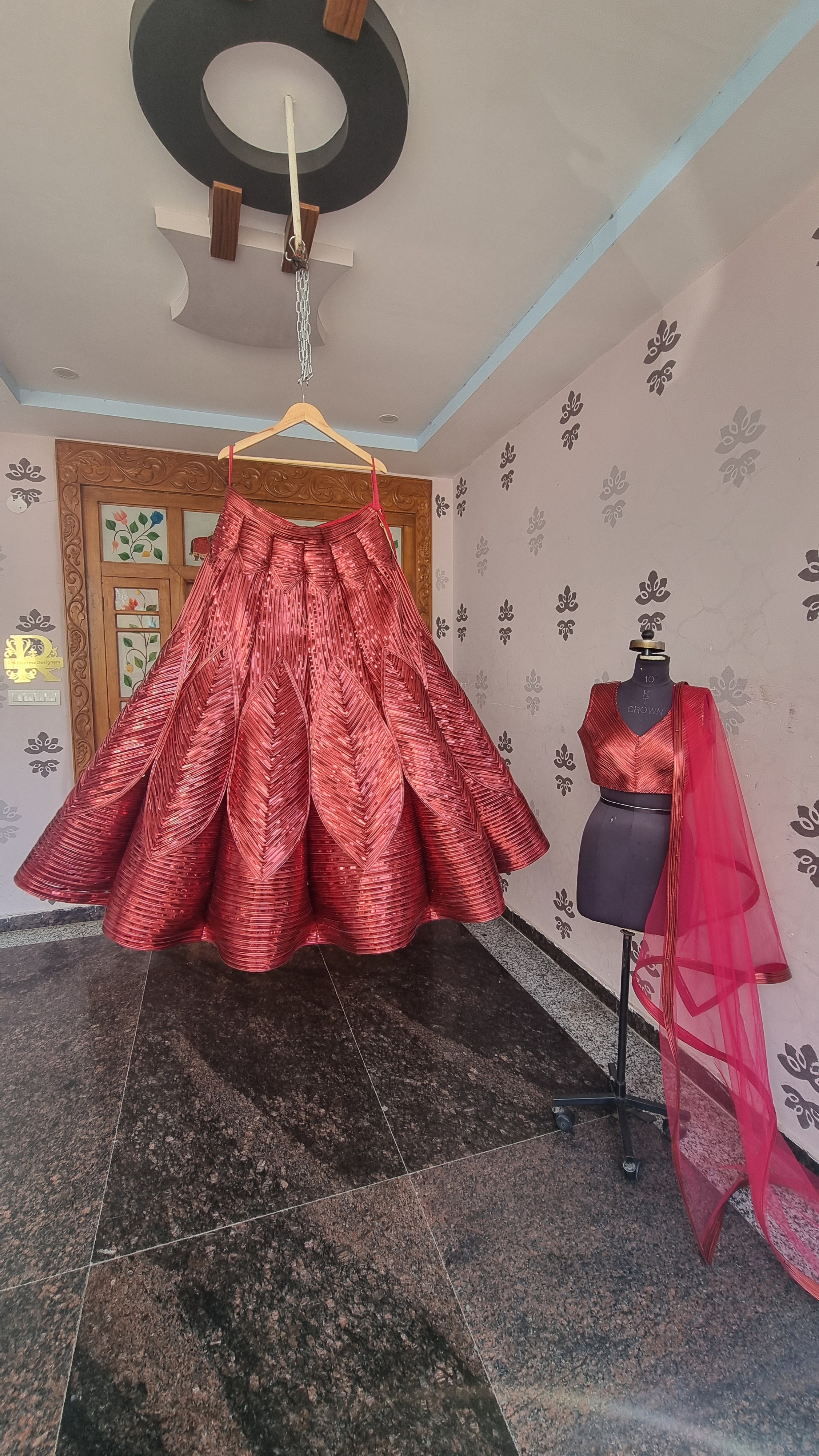 The Cyber-Luxe Metallic – Amit Aggarwal Inspired Sculpted Lace Lehenga Set