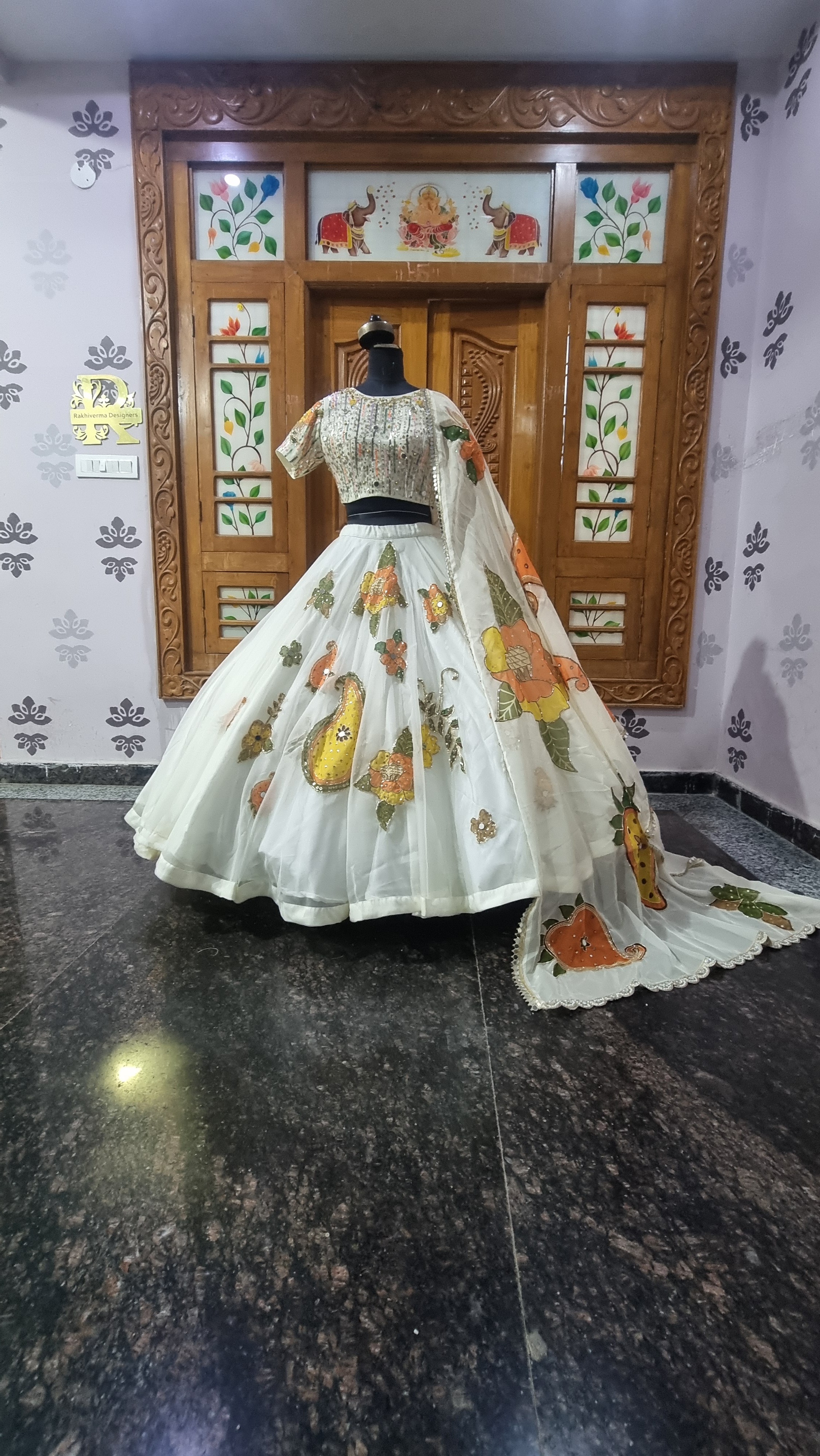 The Shehnaaz Ivory – Swish by Dolcy & Simran Inspired Kora Organza Lehenga Set