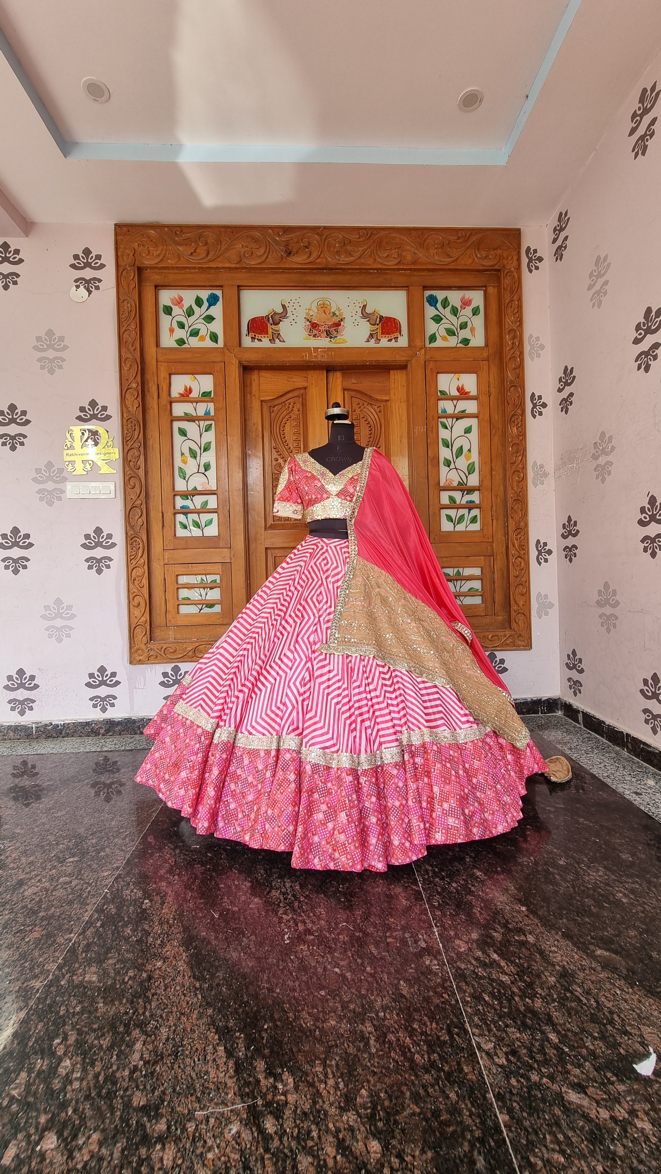 The Viral Blush – Pink Leheriya Lehenga with Bandhani & Chinon Dupatta