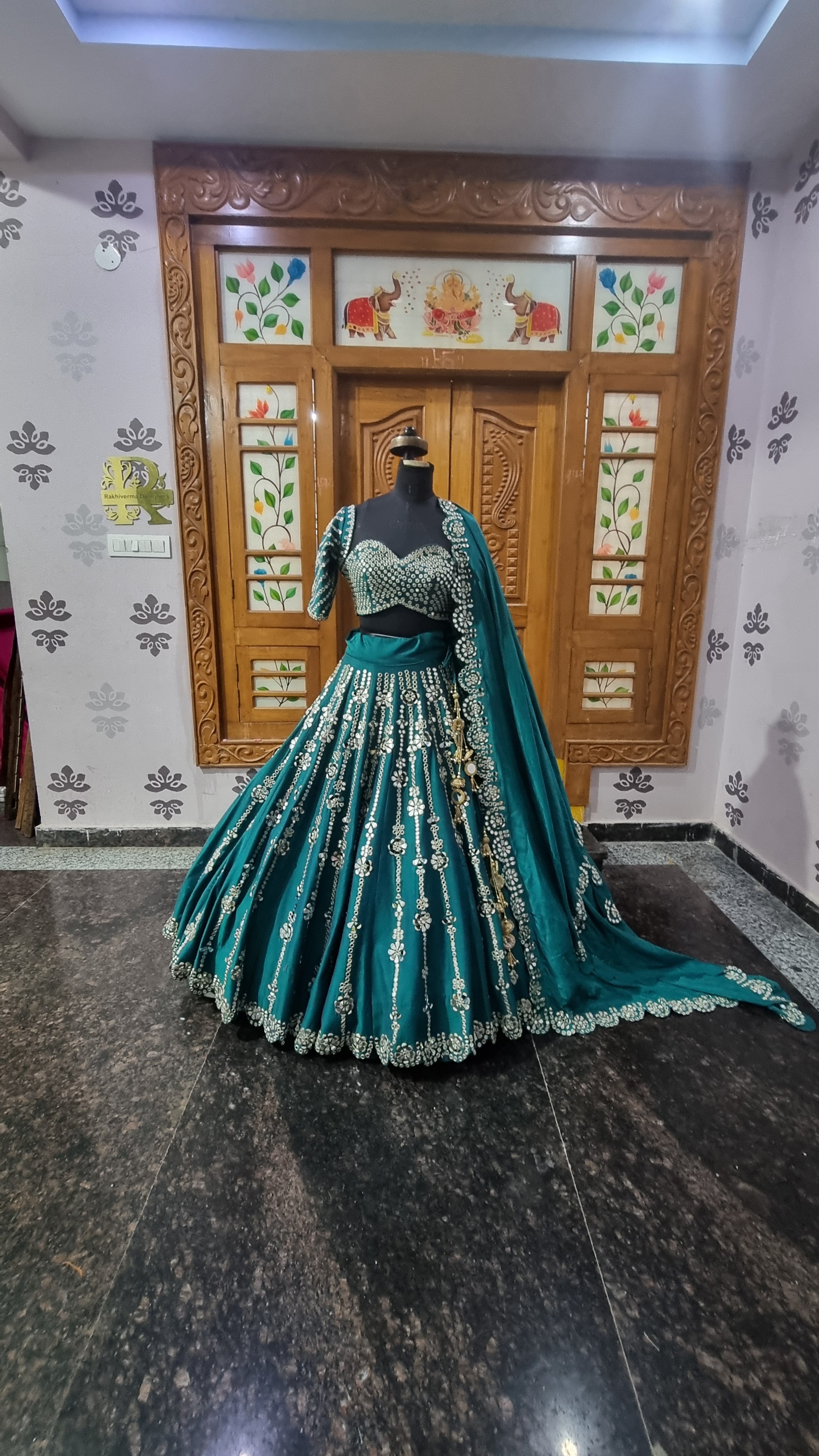 The Teal Reflection – Vvani by Vani Vats Inspired Mirror Work Lehenga Set