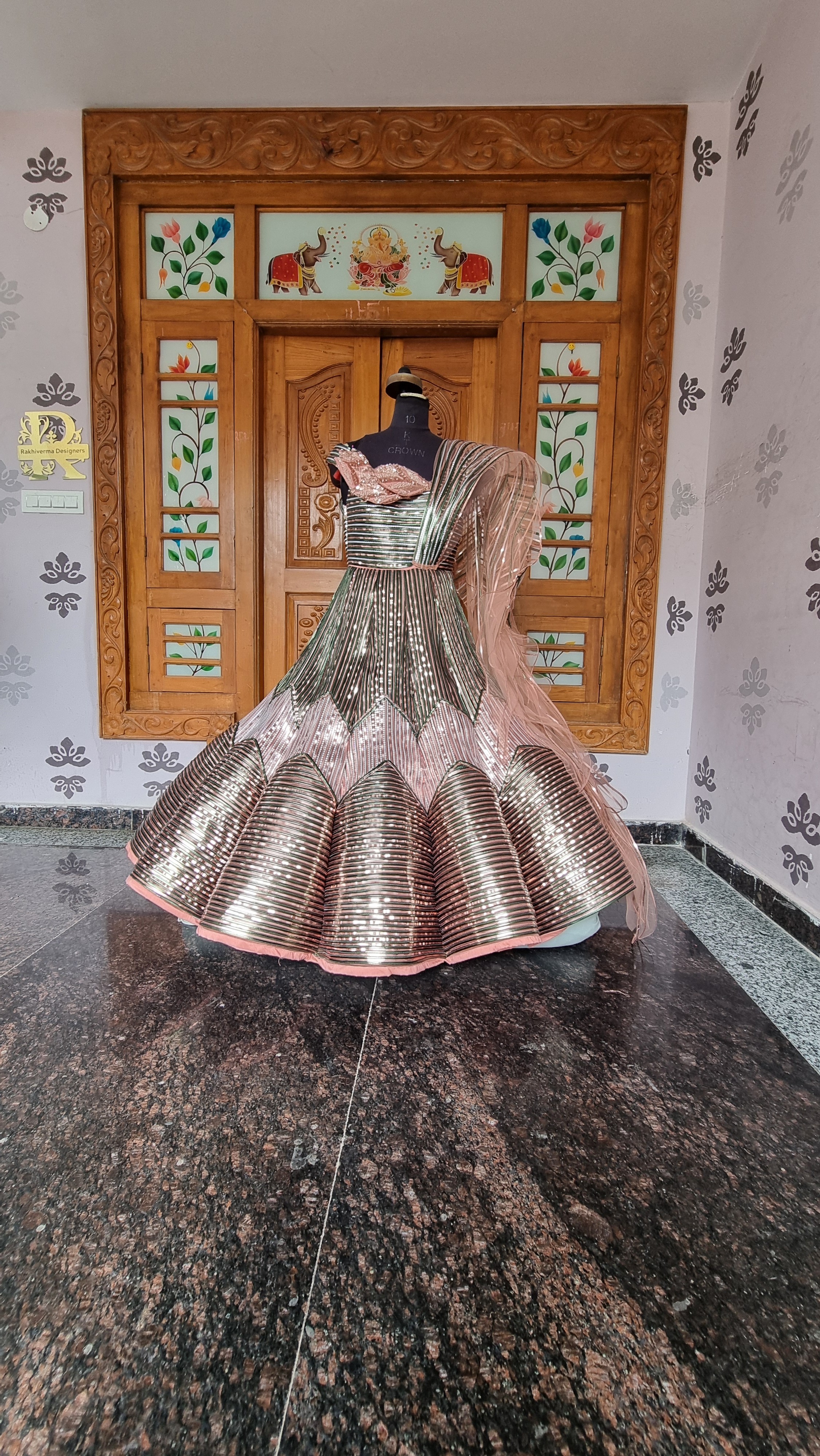 The Emerald Matrix Sculpted Lehenga