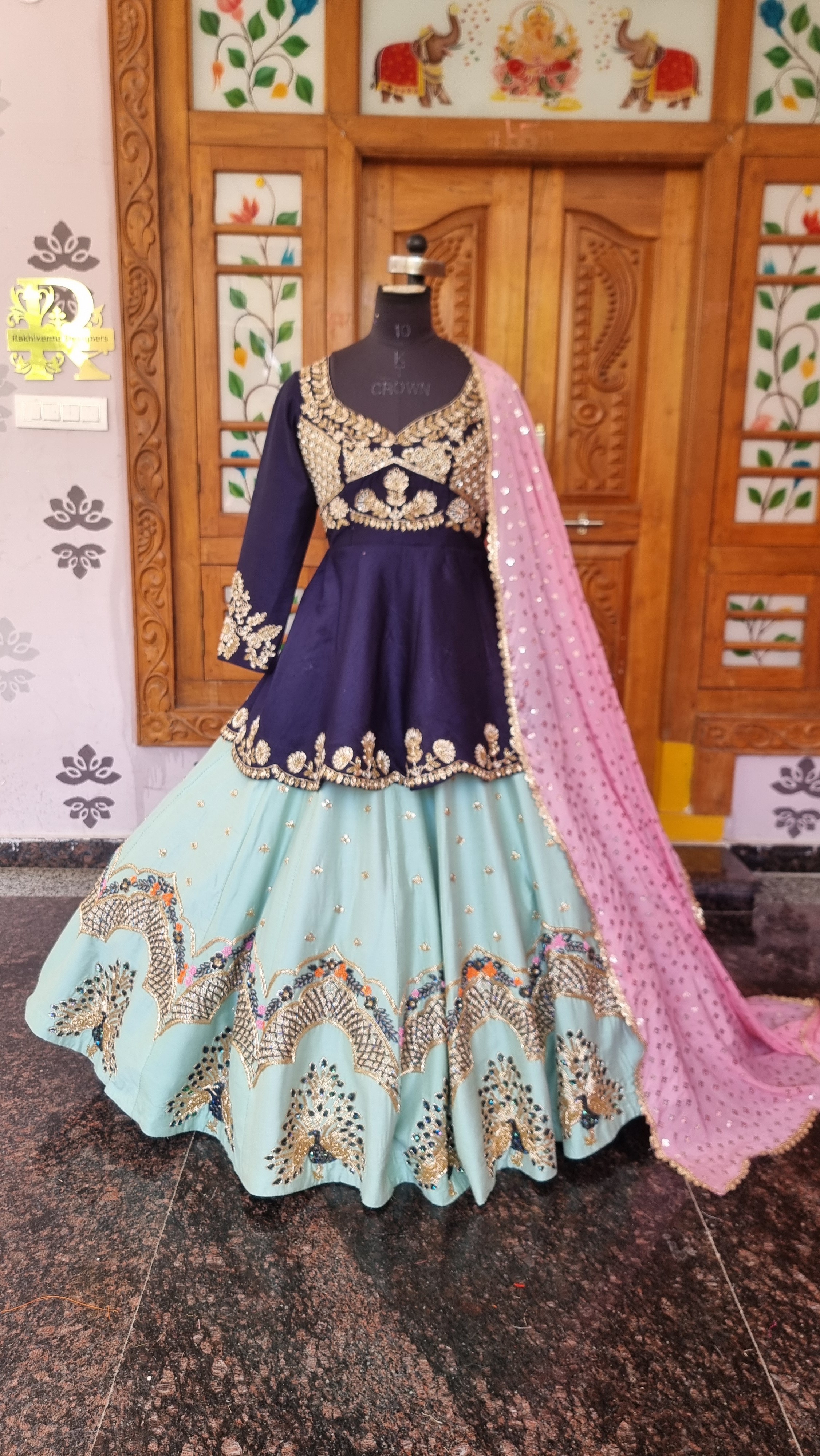 The Mayura Peacock Heritage Peplum Lehenga