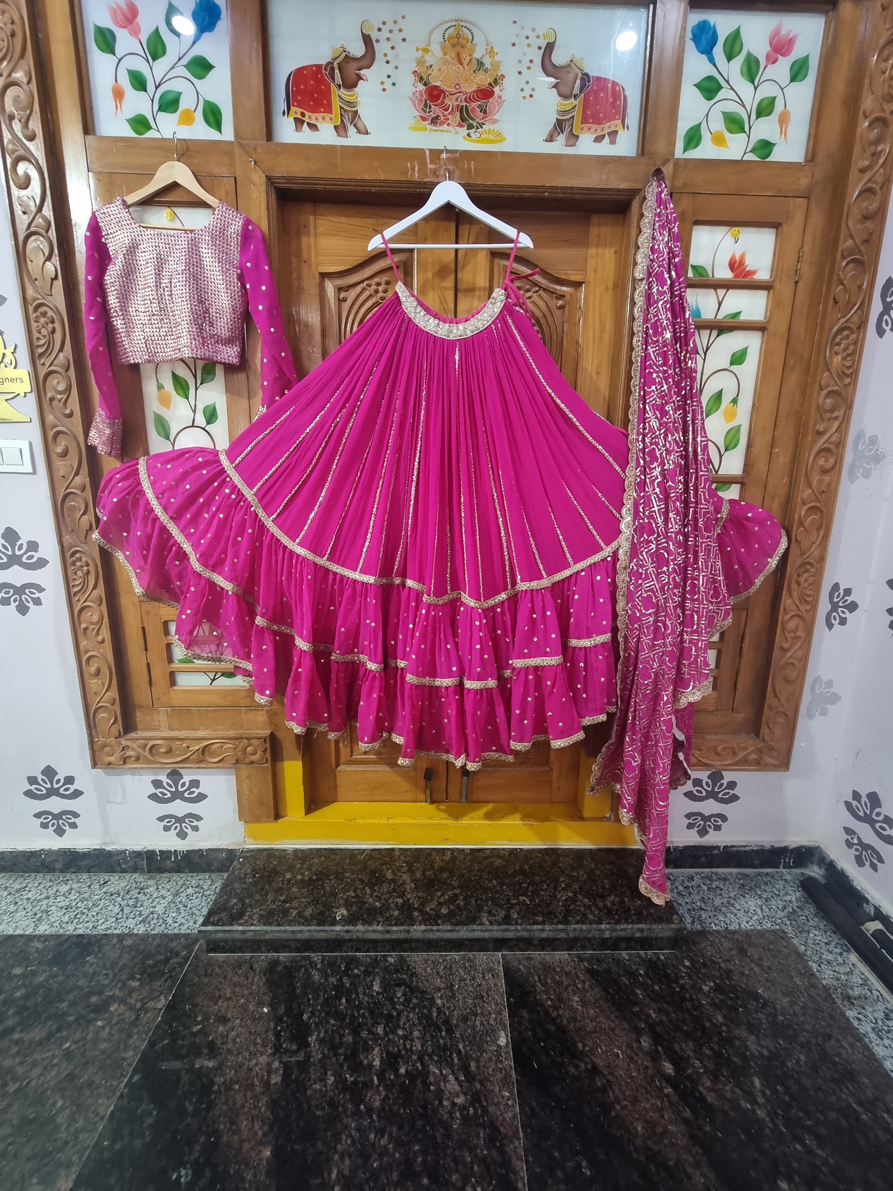 The Gulabi Rose Mirror-Glint Lehenga