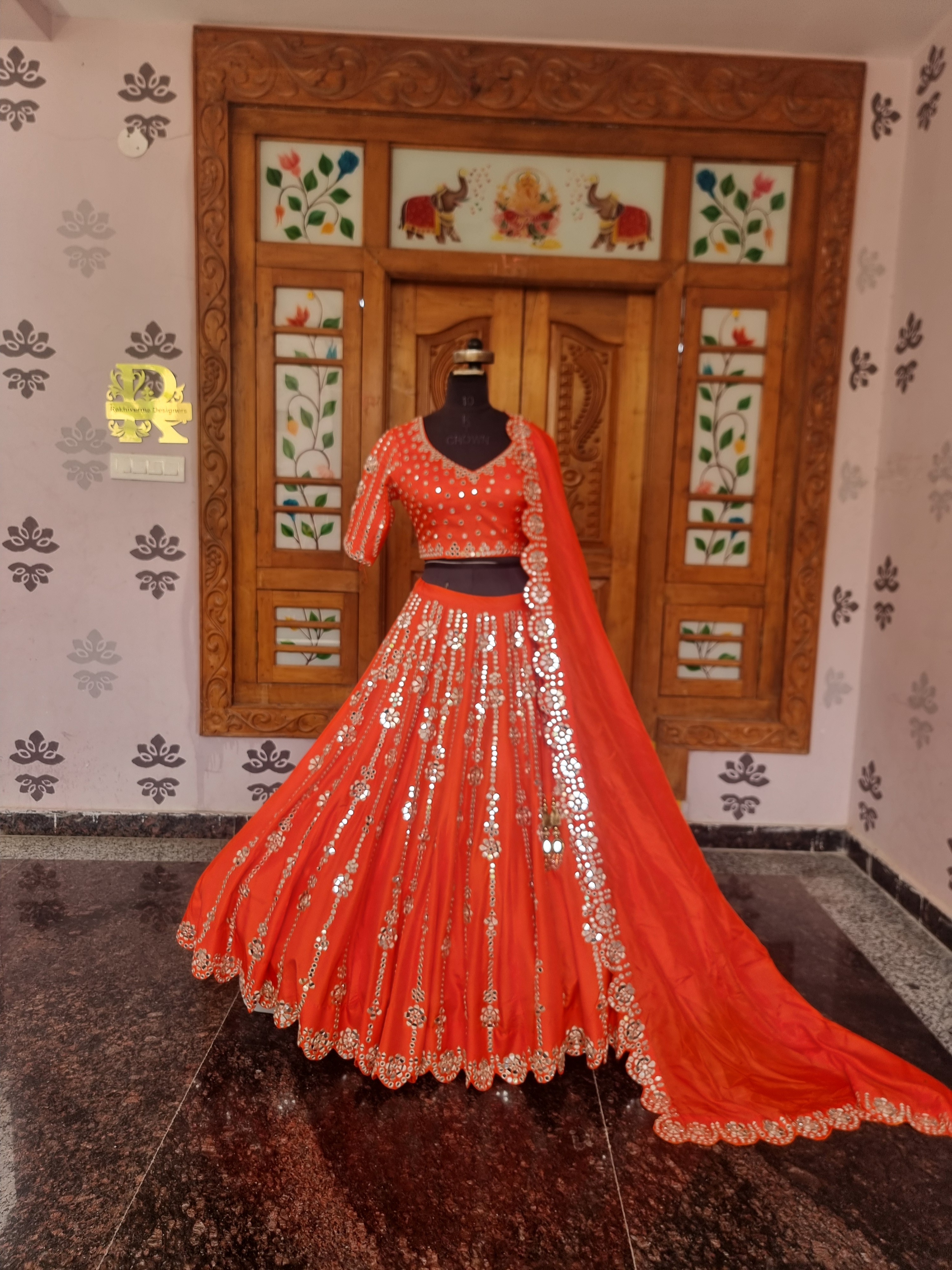 The Vvani-Inspired Tangerine Glasswork Lehenga