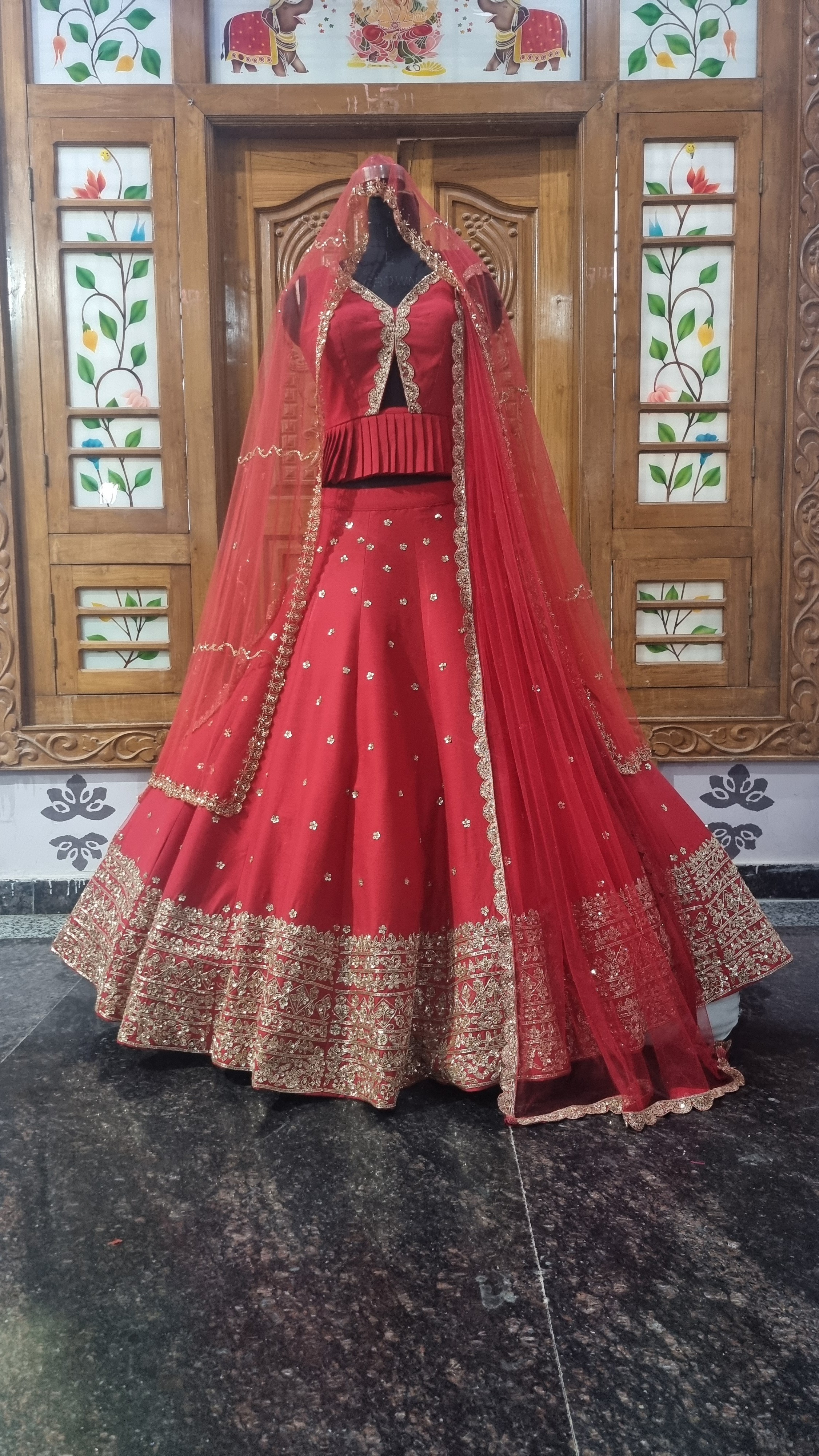 Crimson Regal Peplum Bridal Lehenga1006226
