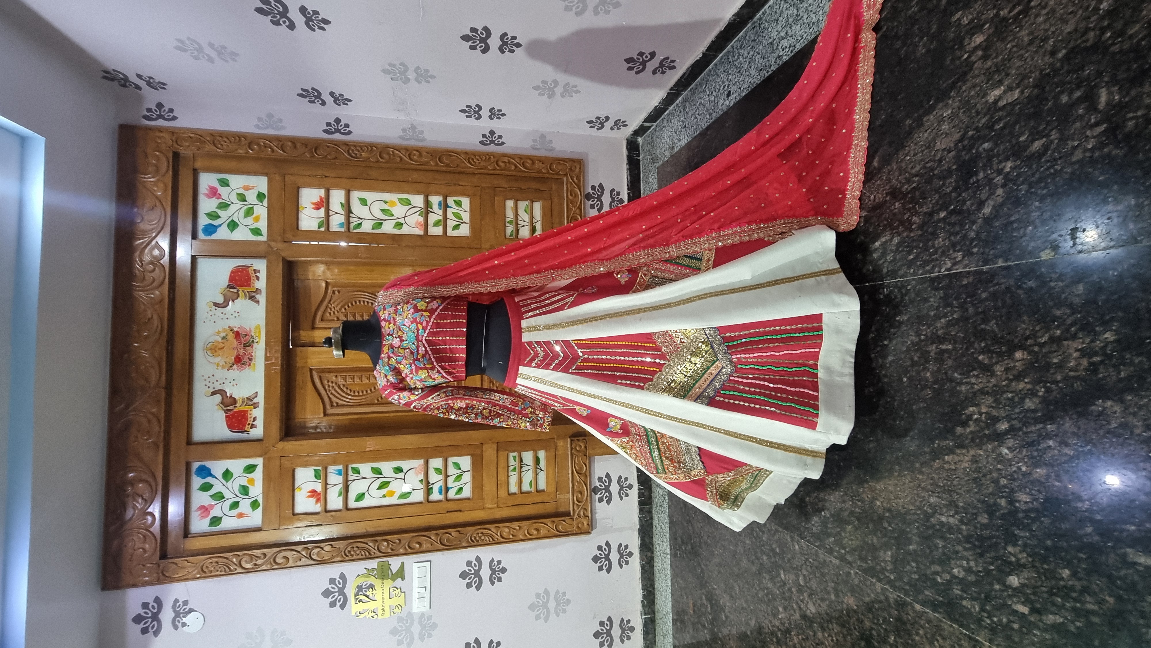 The Ivory Kaleidoscope – Off-White Lehenga with Multicolor Bead & Sequins Work