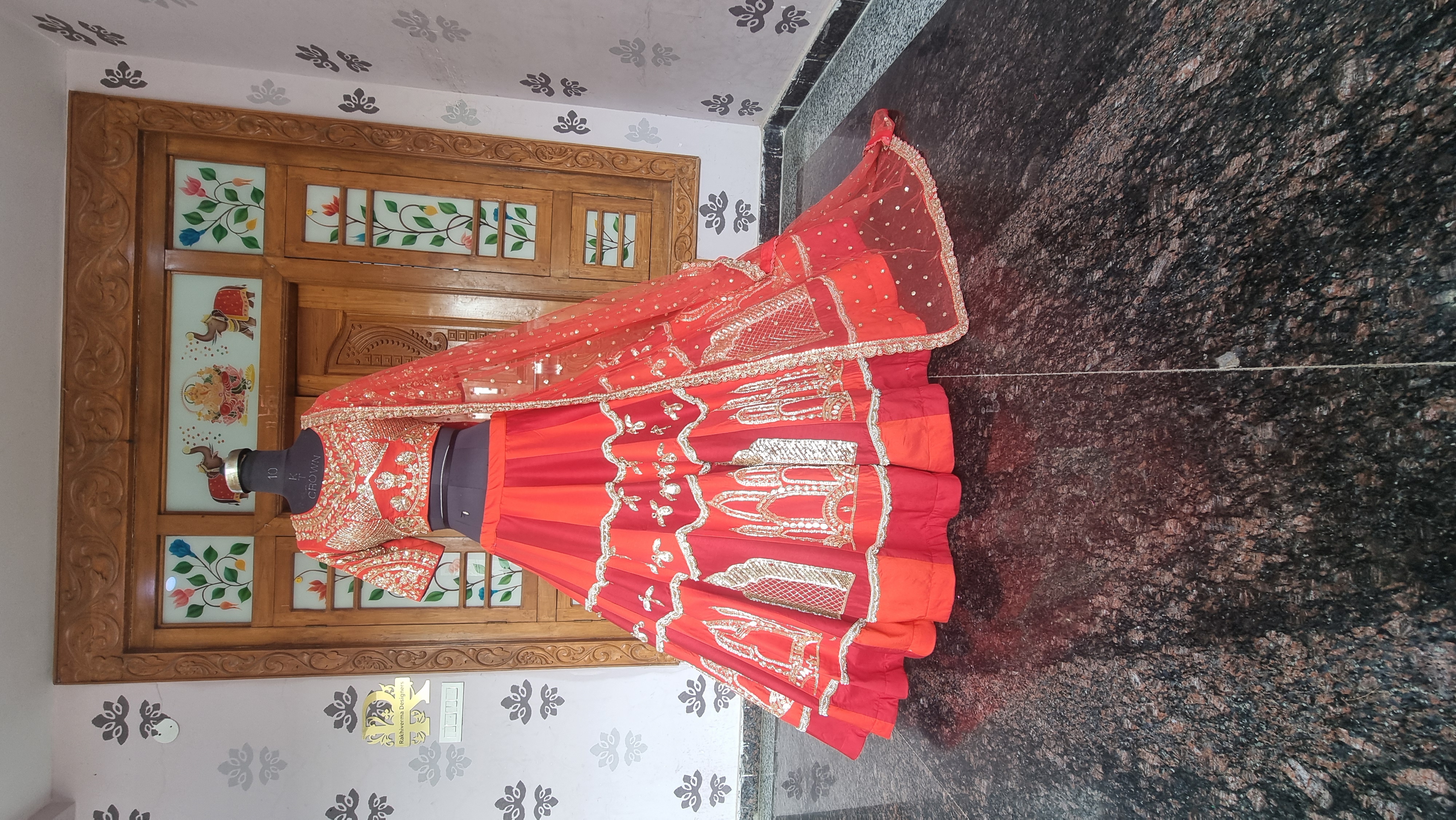 The Rajkumari Heritage – Red and Orange Dual-Tone Bridal Lehenga