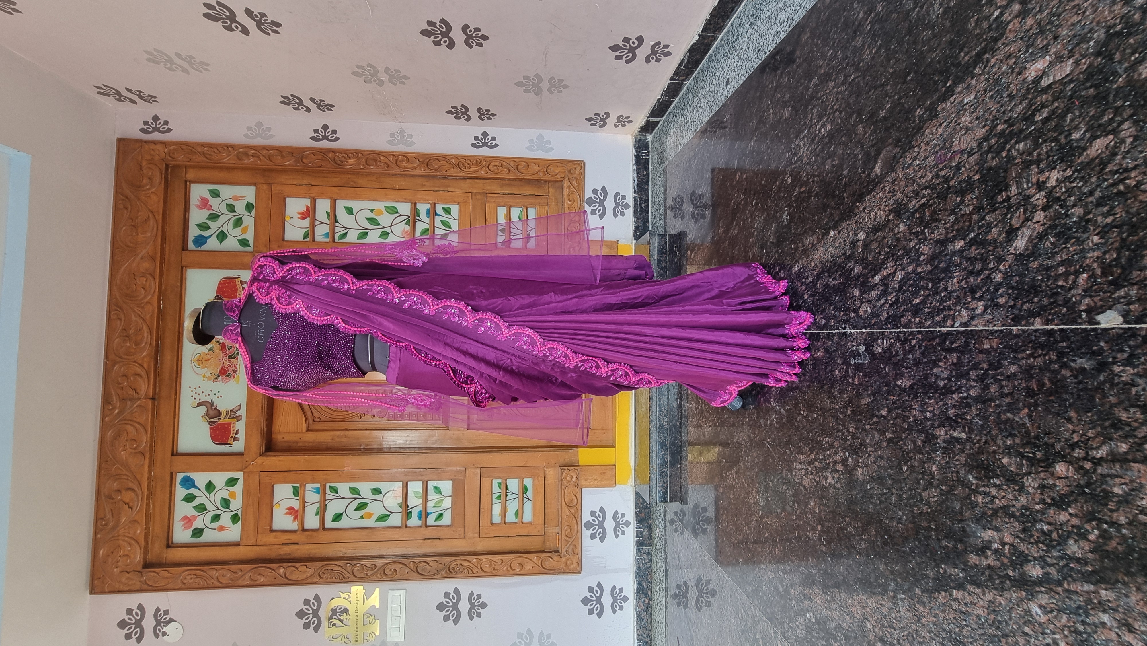 The Gulabi Ruffle – Onion Pink Georgette Ruffle Saree with Heavily Embroidered Blouse