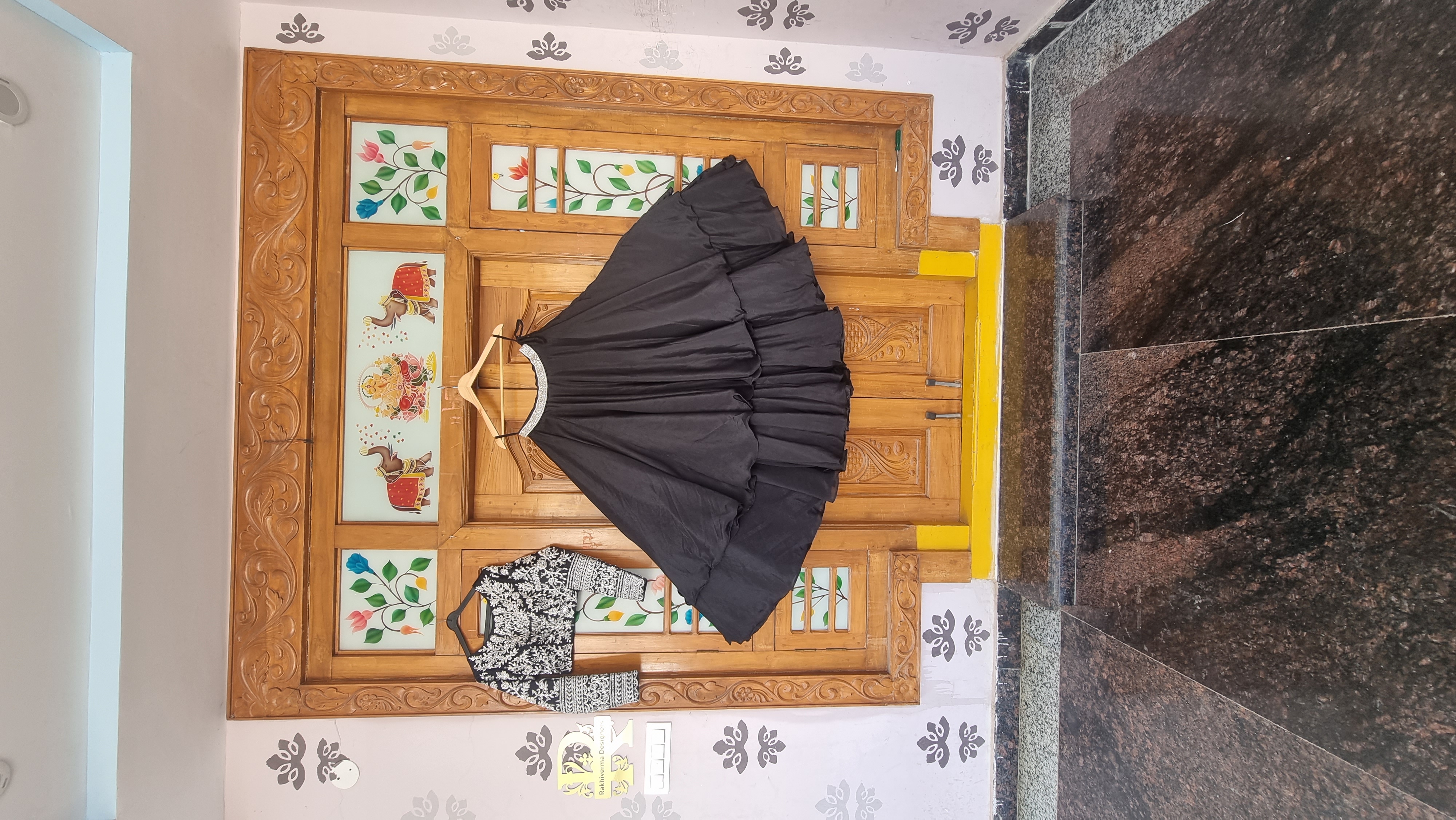 The Navya Heritage – Deep Z Black  Lehenga with Multi-Color Woven Border