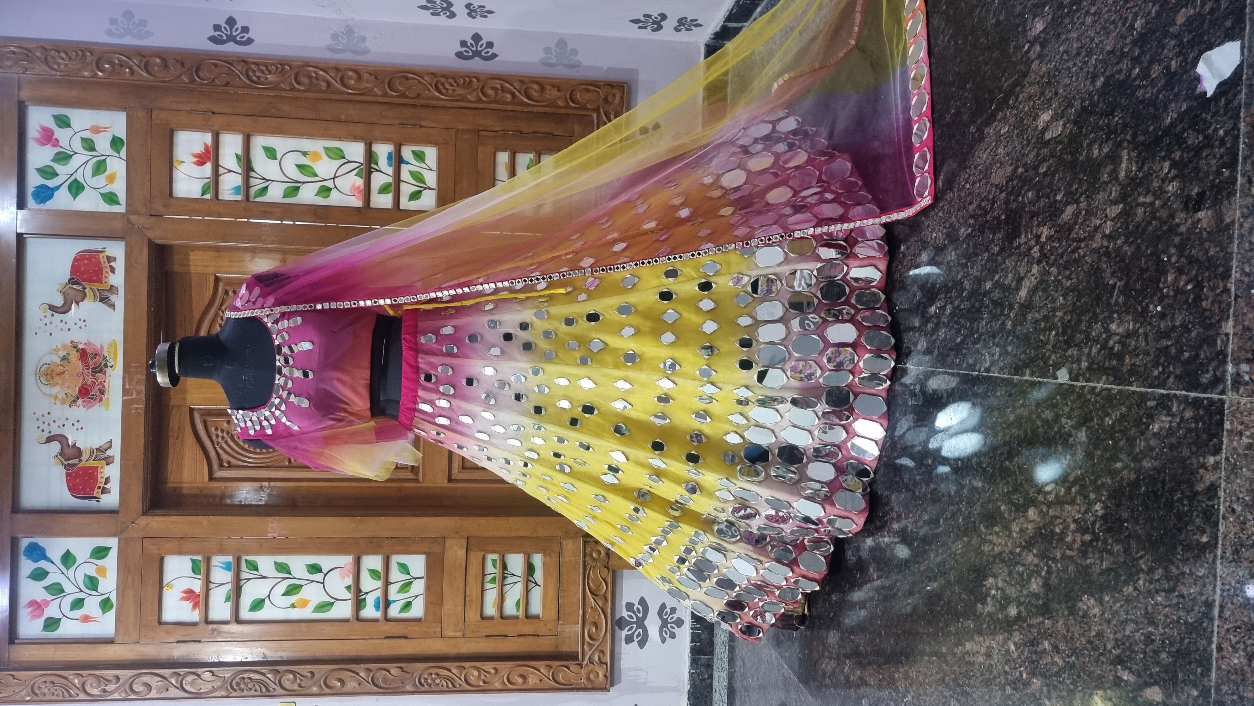 The Shisha Mahal – Heritage Multi-Color Mirror Work Bridal Lehenga