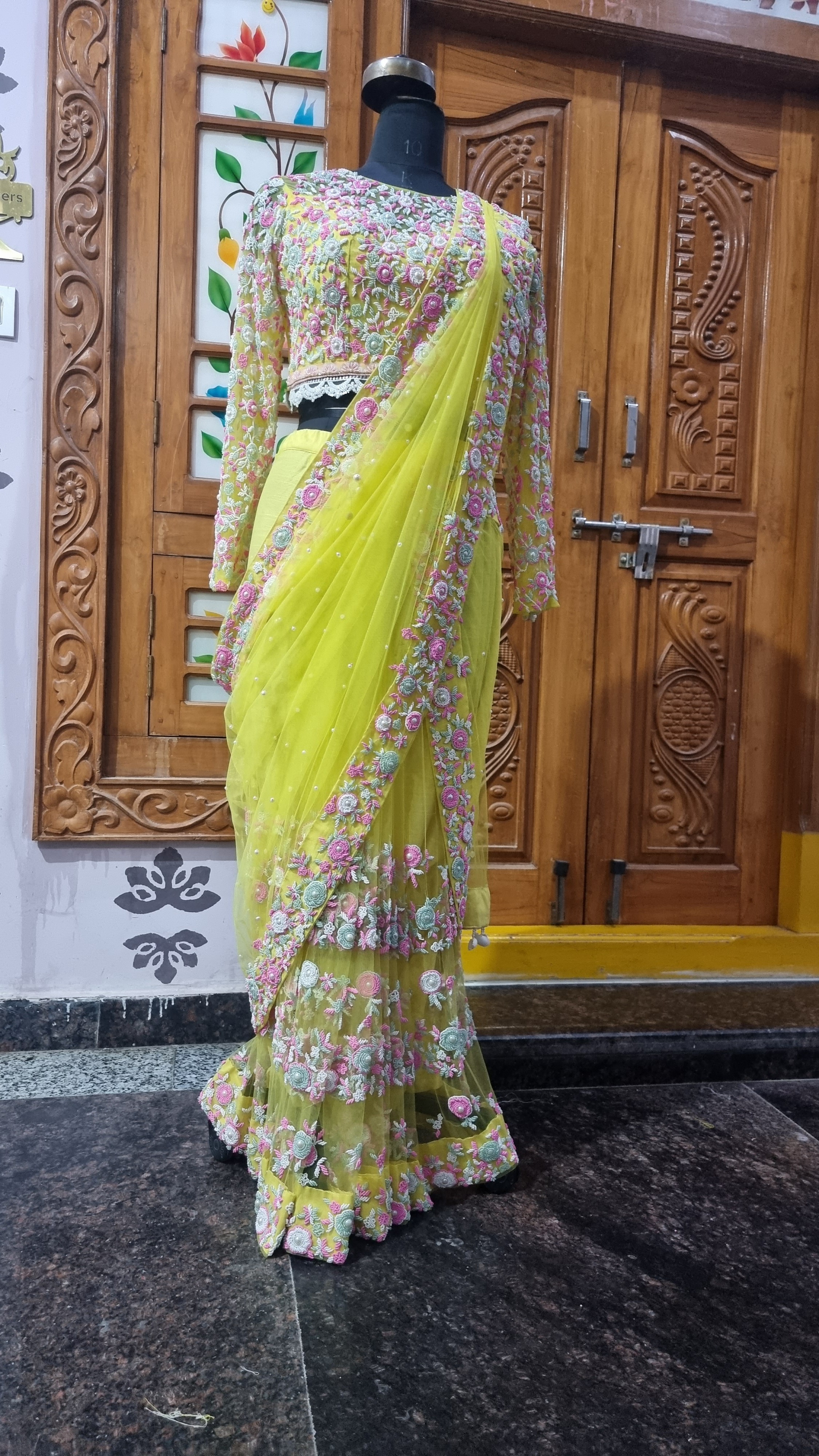 Lime & Lilac Floral Élan Saree