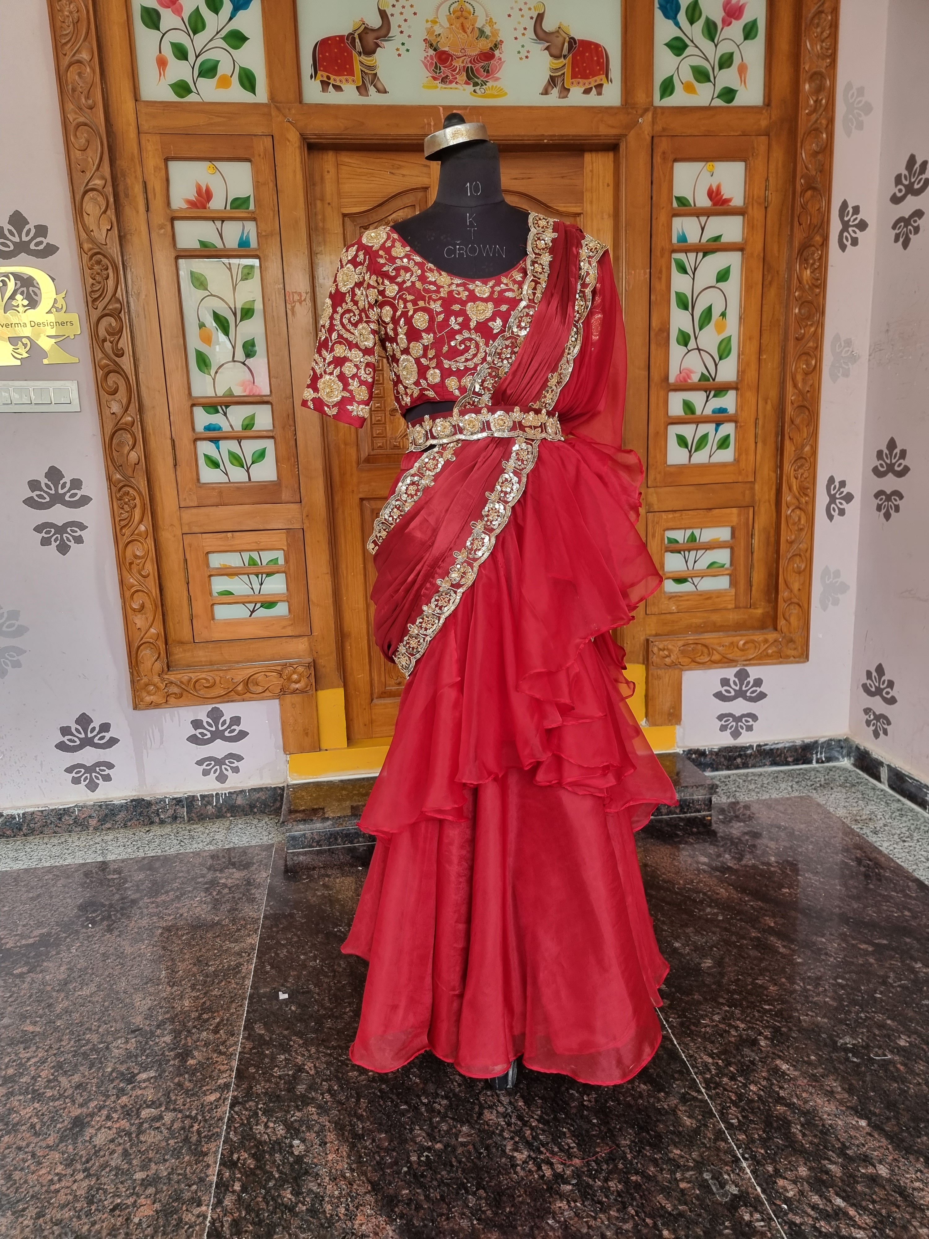 The Aaradhya Royal Crimson Saree