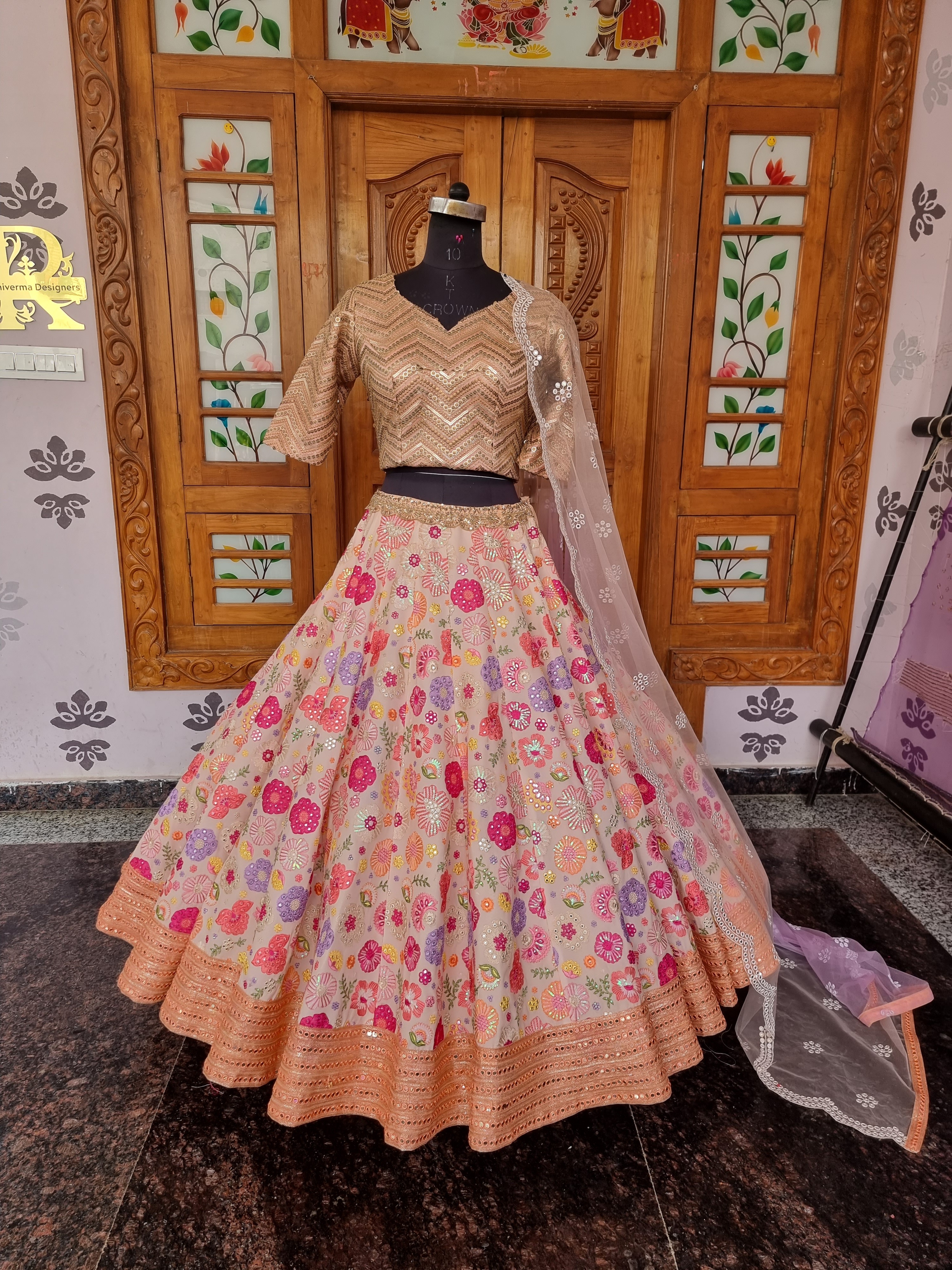 The Shanvi Blush Blossom Lehenga
