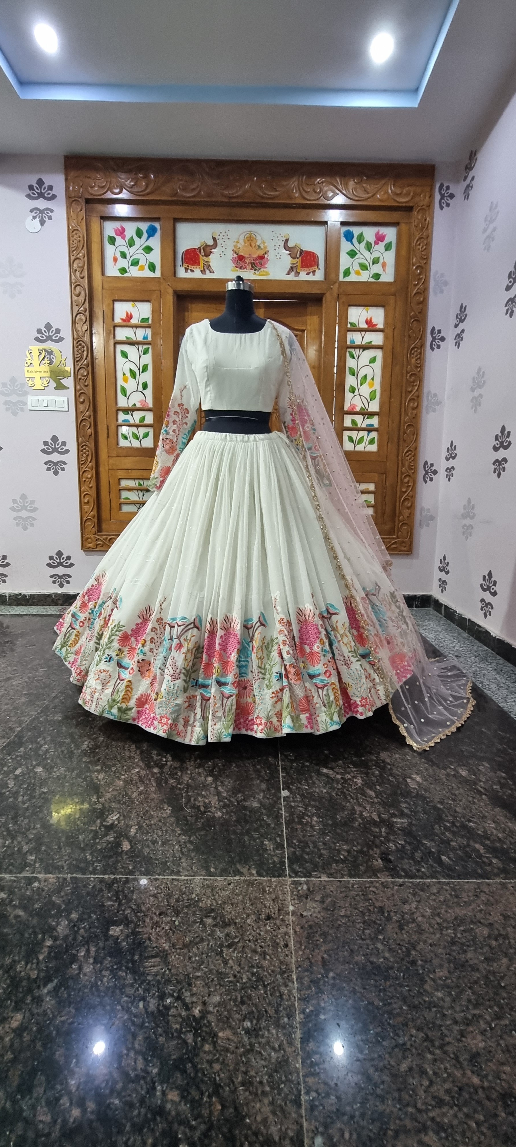 The Gitanjali Ivory Flora Lehenga