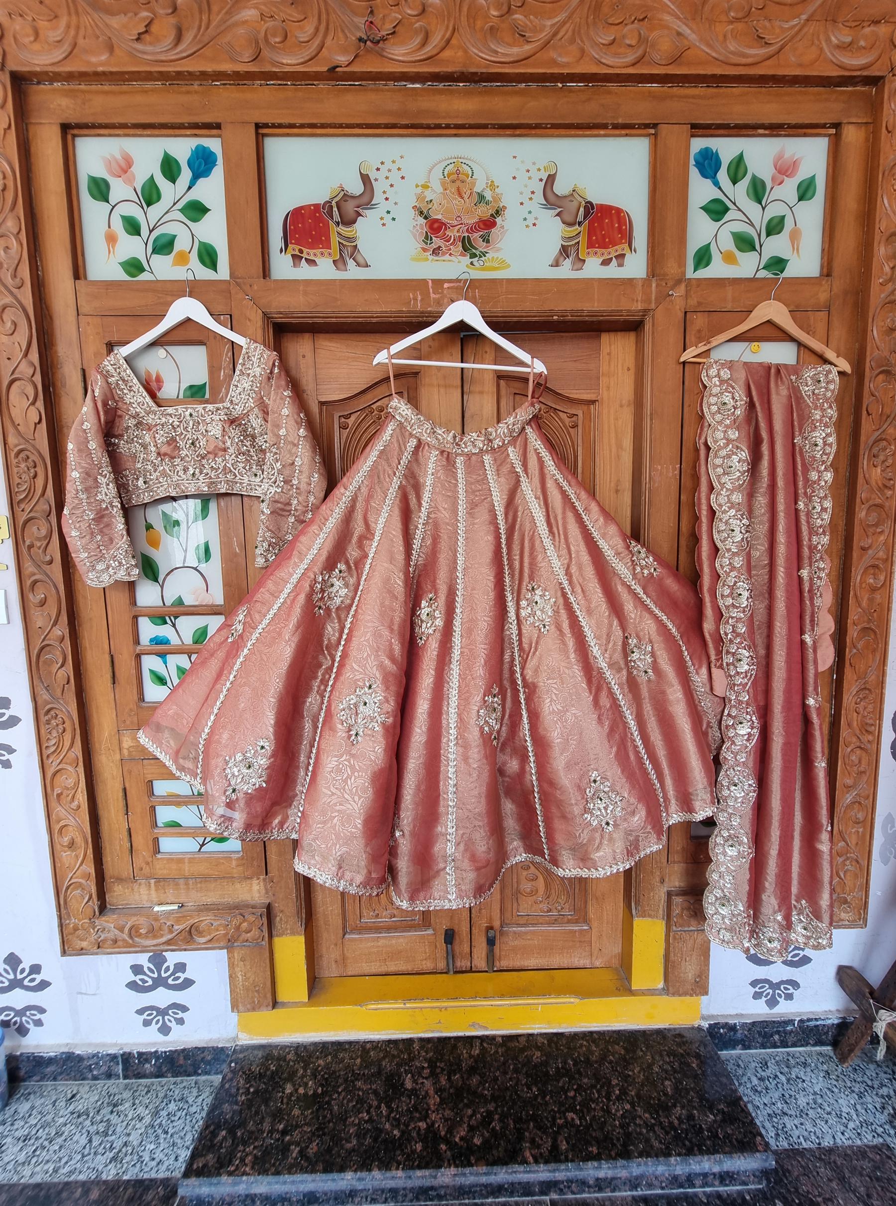 Mehrunissa Hand-Embroidered Zardozi Tissue Lehenga